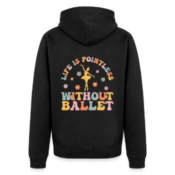 Groovy Ballerina - Unisex Premium Bio Zip Hoodie - Schwarz - Hinten - Nico (187cm)