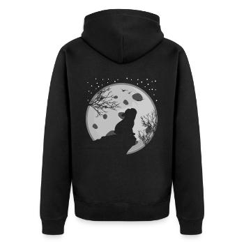 French Bulldog and Moon - Unisex Premium Organic Zip Hoodie - black - Back - Nico (187cm)