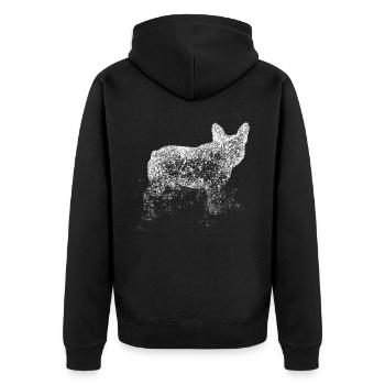 French Bulldog Bouledogue Français - Unisex Premium Bio Zip Hoodie - Schwarz - Hinten - Nico (187cm)