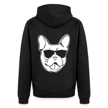 French Bulldog with Sunglasses - Unisex Premium Organic Zip Hoodie - black - Back - Nico (187cm)