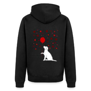Labrador Retriever with red Balloon - Unisex Premium Organic Zip Hoodie - black - Back - Nico (187cm)