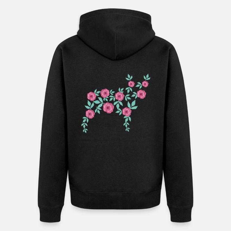 Bouledogue français en fleurs - Veste à capuche bio Premium Unisexe - noir