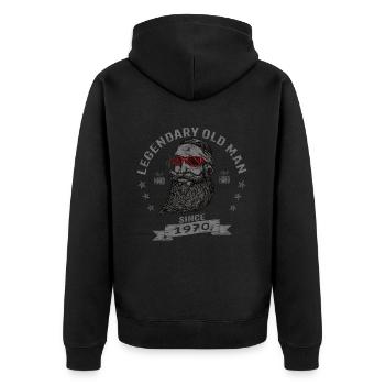 1970 Geburtstag Legendary Old Man - Unisex Premium Bio Zip Hoodie - Schwarz - Hinten - Nico (187cm)