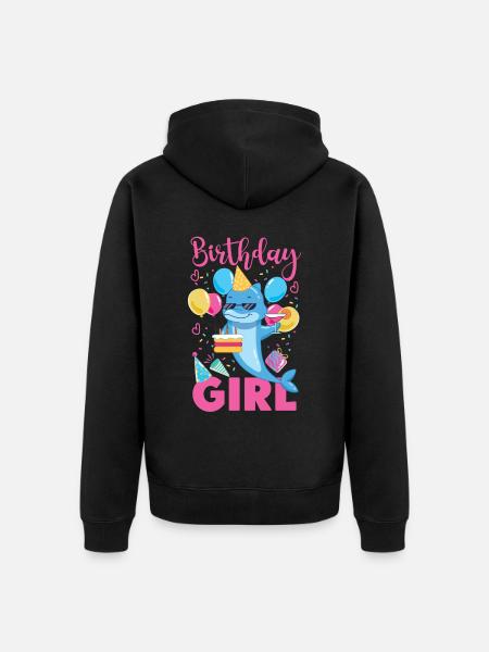 Dolphin Birthday Birthday Girl - Unisex Premium Organic Zip Hoodie - black