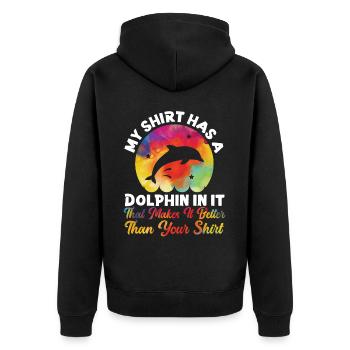 Dauphin aquarelle ma chemise a un - Veste à capuche bio Premium Unisexe - noir - Dos - Nico (187cm)
