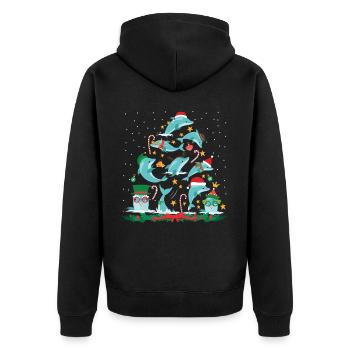 Dolphin Christmas Tree - Unisex Premium Organic Zip Hoodie - black - Back - Nico (187cm)