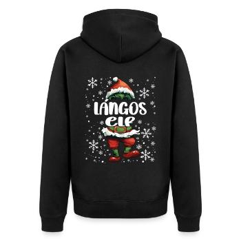 Weihnachtsoutfit Langos Elf - Unisex Premium Bio Zip Hoodie - Schwarz - Hinten - Nico (187cm)