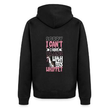 Plans with my Whippet - Unisex Premium Organic Zip Hoodie - black - Back - Nico (187cm)