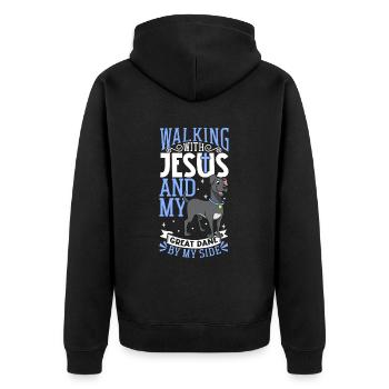 Jésus et le chien - Dogue allemand - Veste à capuche bio Premium Unisexe - noir - Dos - Nico (187cm)