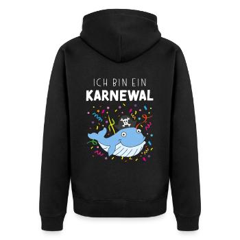Ich bin ein Karnewal Karneval Konfetti Piraten - Unisex Premium Bio Zip Hoodie - Schwarz - Hinten - Nico (187cm)