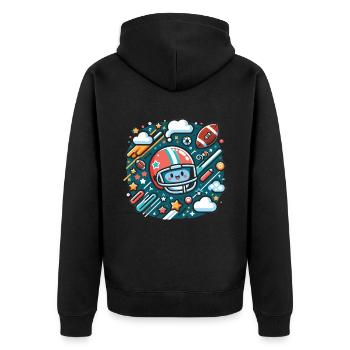 American Football Football Kinder Football Kids - Unisex Premium Organic Zip Hoodie - black - Back - Nico (187cm)