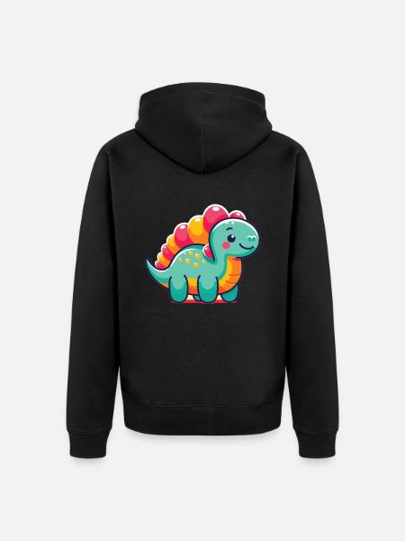 Dinosaur Baby Dindinosaur Kids - Unisex Premium Organic Zip Hoodie - black
