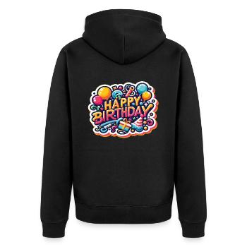 Happy Birthday Geburtstag Geburtstag Spruch - Unisex Premium Bio Zip Hoodie - Schwarz - Hinten - Nico (187cm)