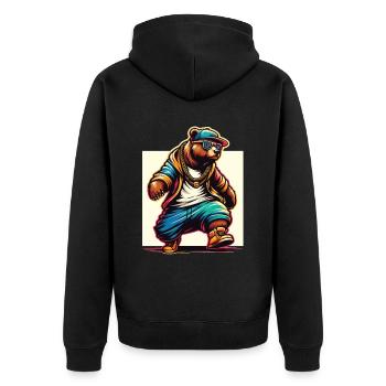 Ours, Ours, Tête D’ours, Ours, Ours Brun, Ours - Veste à capuche bio Premium Unisexe - noir - Dos - Nico (187cm)
