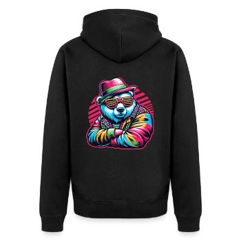Ours, Ours, Tête D’ours, Ours, Ours Brun, Ours - Veste à capuche bio Premium Unisexe - noir - Dos - Nico (187cm)