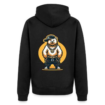 Ours, Ours, Tête D’ours, Ours, Ours Brun, Ours - Veste à capuche bio Premium Unisexe - noir - Dos - Nico (187cm)
