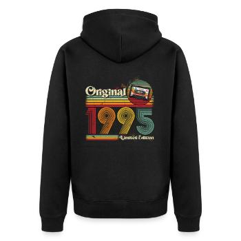 1995 Anniversaire Né En 1995 Rétro Millésime - Veste à capuche bio Premium Unisexe - noir - Dos - Nico (187cm)