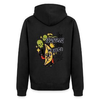 I Love Mentally Unstable Women Ironic Meme Banana - Unisex Premium Organic Zip Hoodie - black - Back - Nico (187cm)
