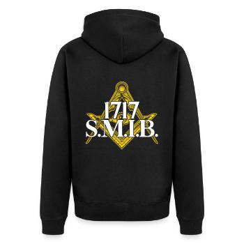 Masonic Freemasonry Fraternal - Unisex Premium Bio Zip Hoodie - Schwarz - Hinten - Nico (187cm)