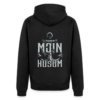 Moin Husum - Unisex Premium Bio Zip Hoodie - Schwarz - Hinten - Nico (187cm)