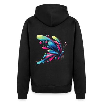 Ailes de rêve : motif de papillon créatif - Veste à capuche bio Premium Unisexe - noir - Dos - Nico (187cm)