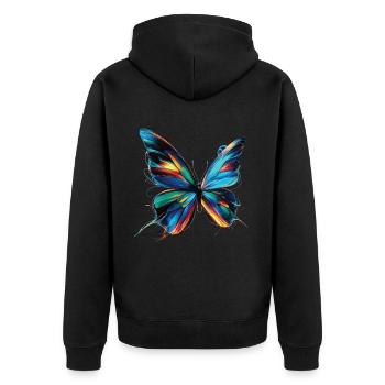 Cyber Wings : Papillon numérique - Veste à capuche bio Premium Unisexe - noir - Dos - Nico (187cm)