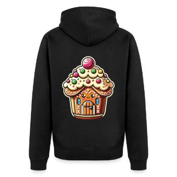 Gingerbread House Fantasy: Cupcake Edition - Unisex Premium Organic Zip Hoodie - black - Back - Nico (187cm)
