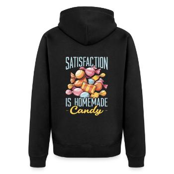 Fabrication de bonbons Fabricant de bonbons Fabrication de bonbons J’aime les bonbons - Veste à capuche bio Premium Unisexe - noir - Dos - Nico (187cm)