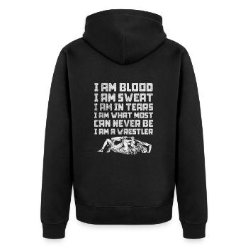 Wrestling - Unisex Premium Bio Zip Hoodie - Schwarz - Hinten - Nico (187cm)