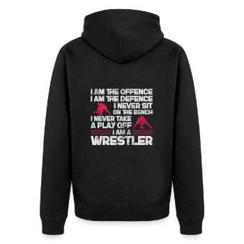 Wrestling - Unisex Premium Bio Zip Hoodie - Schwarz - Hinten - Nico (187cm)