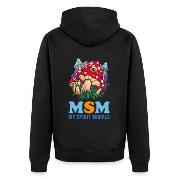 Pilzjäger Msm My Spirit Morals Foranger - Unisex Premium Bio Zip Hoodie - Schwarz - Hinten - Nico (187cm)