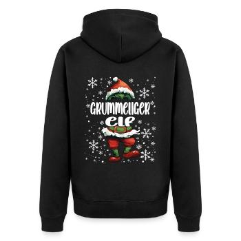 Weihnachtsoutfit Grummeliger Elf - Unisex Premium Bio Zip Hoodie - Schwarz - Hinten - Nico (187cm)