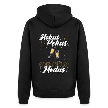 Hocus, Pocus Mode! Sparkling wine saying Prosecco - Unisex Premium Organic Zip Hoodie - black - Back - Nico (187cm)