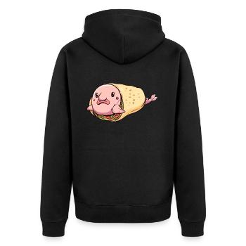 Burrito amusant au poisson Blob - Veste à capuche bio Premium Unisexe - noir - Dos - Nico (187cm)