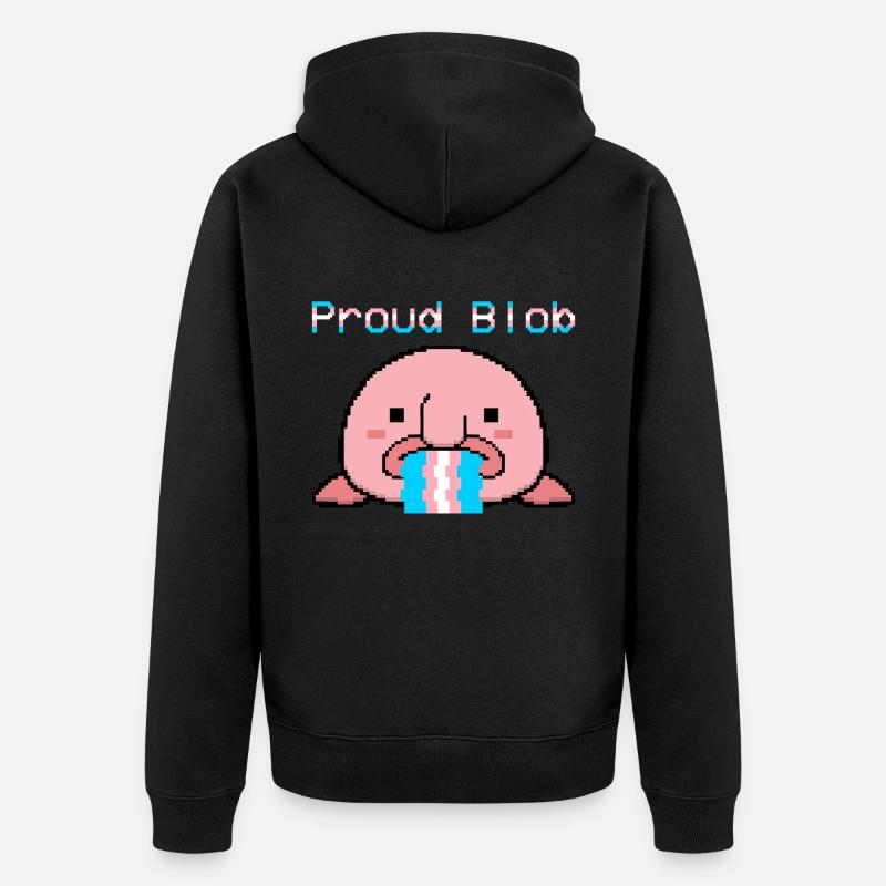 Blobfish Drapeau Trans Fierté Trans - Veste à capuche bio Premium Unisexe - noir