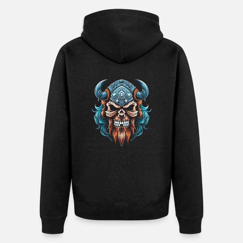 Wikinger Schädel - Unisex Premium Bio Zip Hoodie - Schwarz
