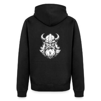 Wikinger Cool - Unisex Premium Bio Zip Hoodie - Schwarz - Hinten - Nico (187cm)