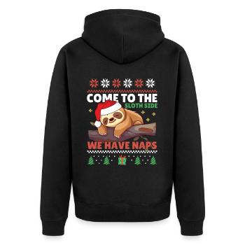 Come to the Sloth Side - Faultier Ugly Christmas - Unisex Premium Organic Zip Hoodie - black - Back - Nico (187cm)