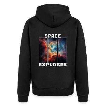 Space Explorer Weltraum Weltall Astronaut Astronom - Unisex Premium Bio Zip Hoodie - Schwarz - Hinten - Nico (187cm)