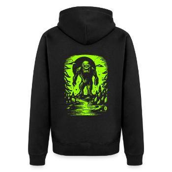 Bigfoot est vivant et n’est pas gentil en vert visqueux - Veste à capuche bio Premium Unisexe - noir - Dos - Nico (187cm)