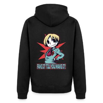 filles d’anime : faire semblant jusqu’à ce que vous le fassiez - Veste à capuche bio Premium Unisexe - noir - Dos - Nico (187cm)