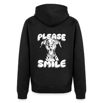 Doberman Funny Just Smile - Unisex Premium Organic Zip Hoodie - black - Back - Nico (187cm)