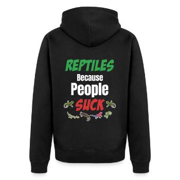 Reptilien, Weil Menschen Herpetologen Drachen - Unisex Premium Bio Zip Hoodie - Schwarz - Hinten - Nico (187cm)