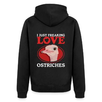 Strauß Vogel Straußenliebhaber Strauße Geschenk - Unisex Premium Bio Zip Hoodie - Schwarz - Hinten - Nico (187cm)