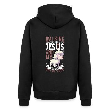 Jésus et chien - Caniche - Veste à capuche bio Premium Unisexe - noir - Dos - Nico (187cm)