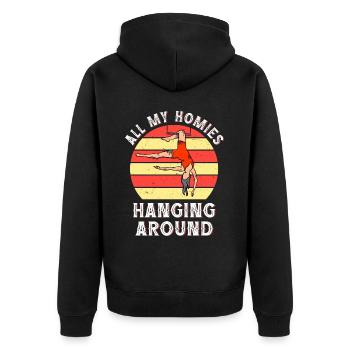 Zirkus Luftseiden Aeralist Akrobatik Trapez - Unisex Premium Bio Zip Hoodie - Schwarz - Hinten - Nico (187cm)