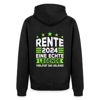 Rente Rentner 2024 Rentenbeginn Renteneintritt - Unisex Premium Bio Zip Hoodie - Schwarz - Hinten - Nico (187cm)