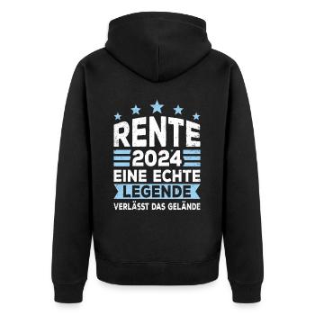 Rente Rentner 2024 Rentenbeginn Renteneintritt - Unisex Premium Bio Zip Hoodie - Schwarz - Hinten - Nico (187cm)