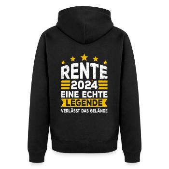 Rente Rentner 2024 Rentenbeginn Renteneintritt - Unisex Premium Bio Zip Hoodie - Schwarz - Hinten - Nico (187cm)
