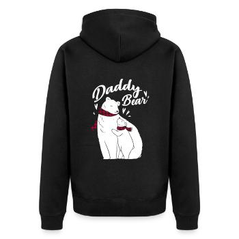 Daddy Bear - Unisex Premium Bio Zip Hoodie - Schwarz - Hinten - Nico (187cm)